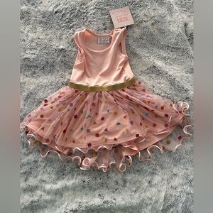 Peach dress with tulle skirt